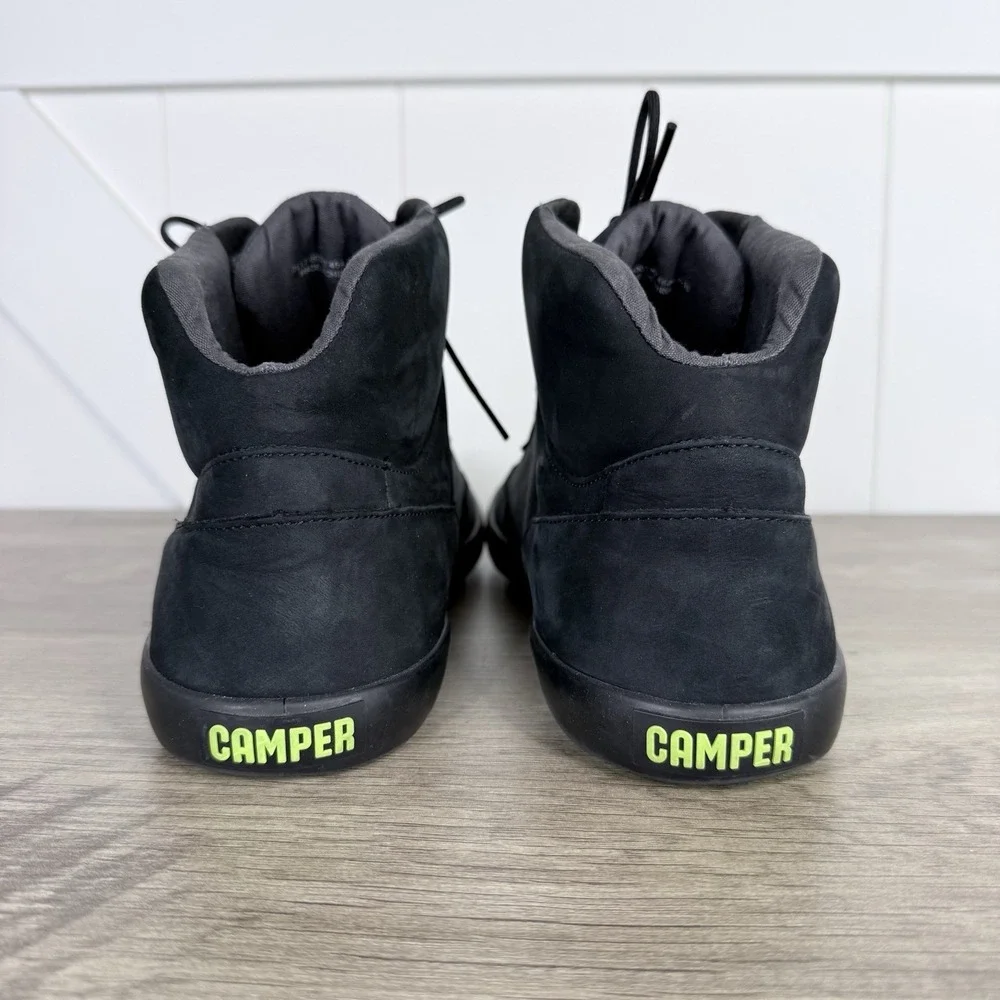Camper Black Pursuit Men's US 12 12.5 EU 46 Nubuck Hi Top Boots Sneakers Lace Up